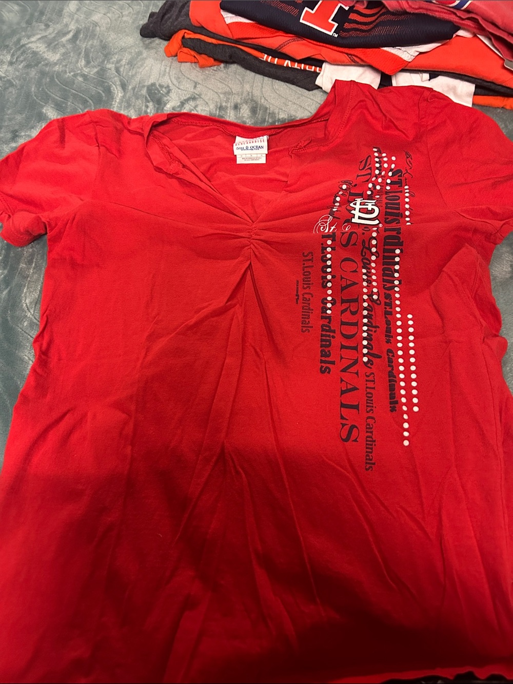 Majestic Red V-Neck St. Louis Cardinals Tee
